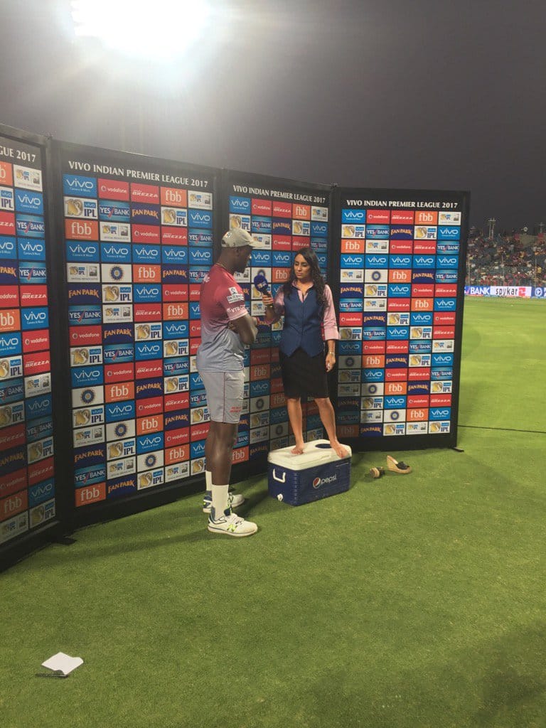 she standed on pepsi crate ice box during interview