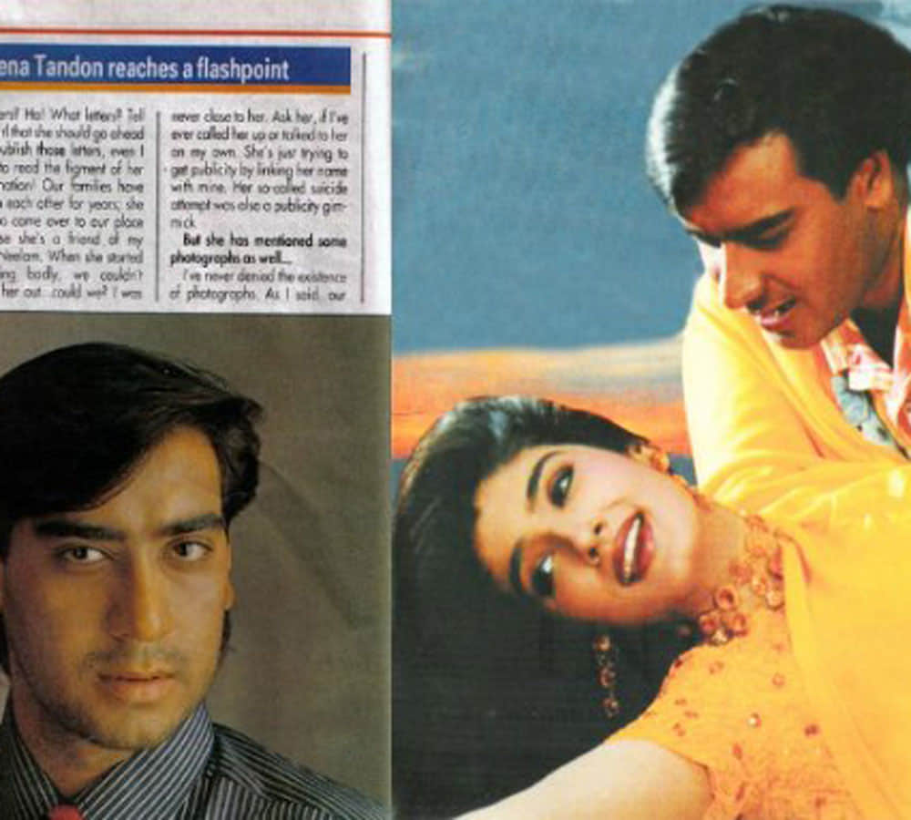 Raveena Tandon fallen in love Ajay Devgan when they doing film Dilwale together