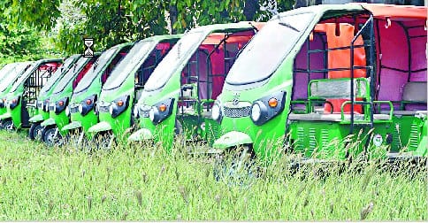E-rickshaw standing in stadium