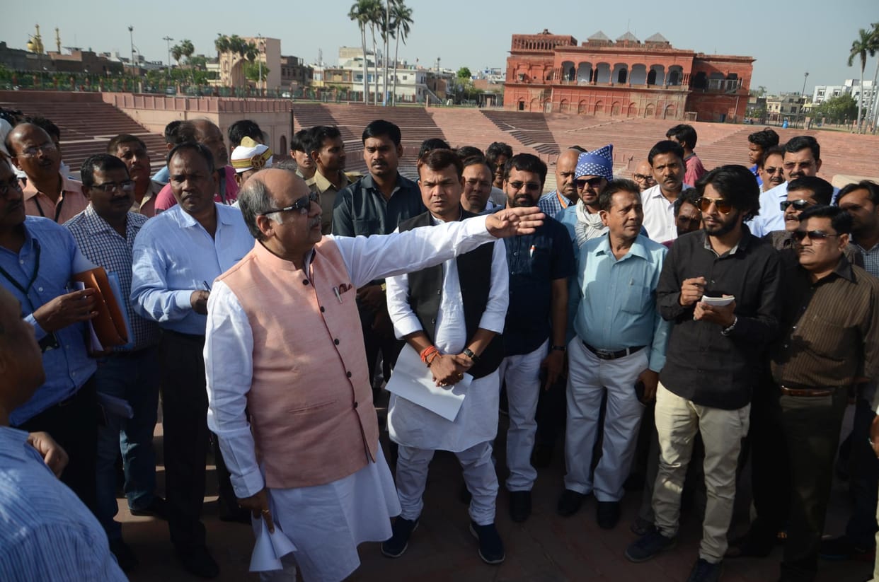 cabinet minister ashutosh tandon and state minister suresh pasi is in lda office