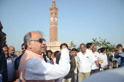 cabinet minister ashutosh tandon and state minister suresh pasi is in lda office