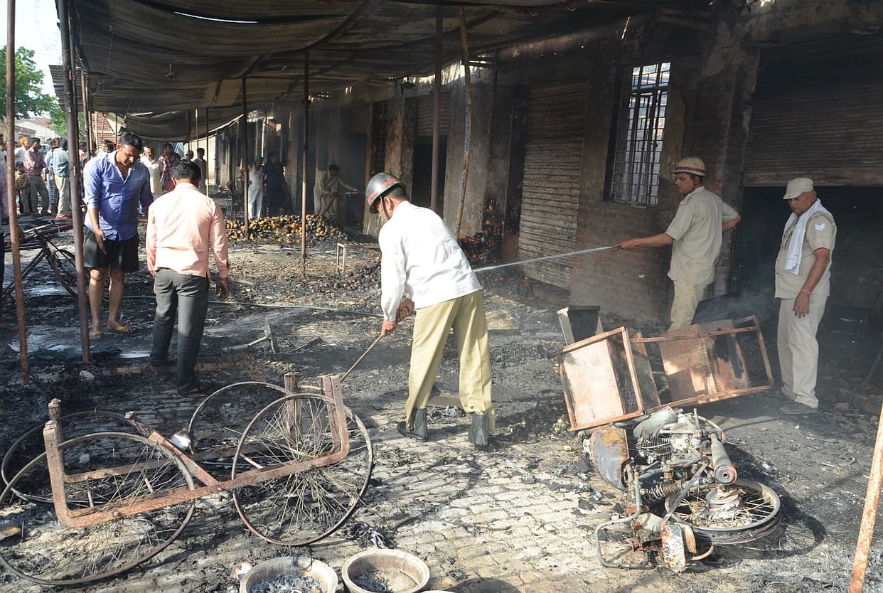 Fires in the fruit market shops.