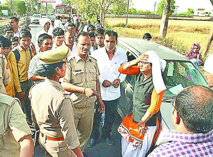 Mini bus and car collision on the highway, commotion