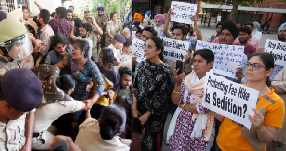 panjab university fee hike protest police invoke sedition charge