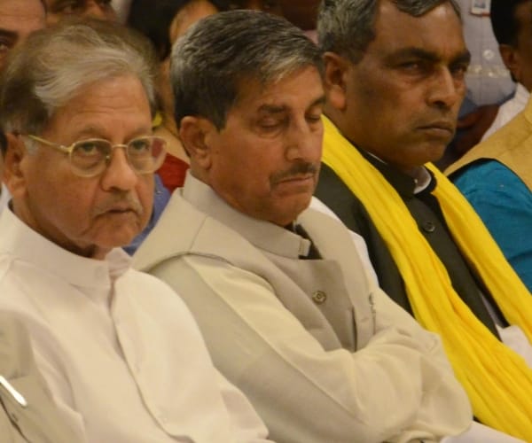  Ministers sleeping in chief minister adityanath programme.