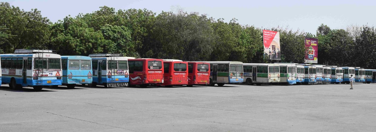 roadways, bus, protest, worker, rohtak, haryana, bus stoped, suspend
