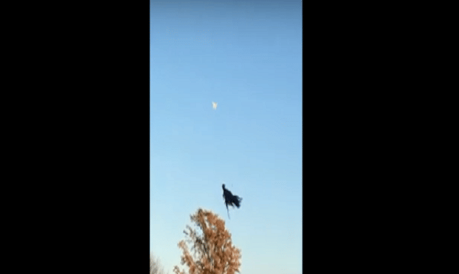 black ghost was flying in the sky made people cry