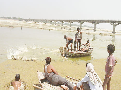 Found a young man immersed in the Ganges