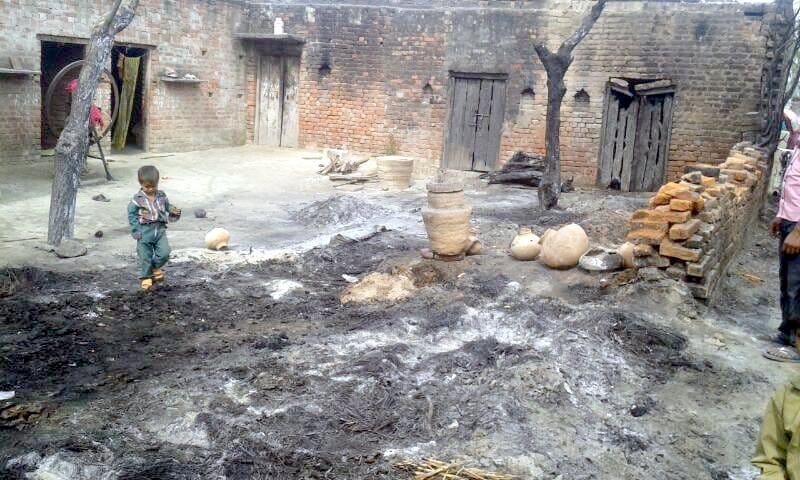 Three houses burnt with sparks