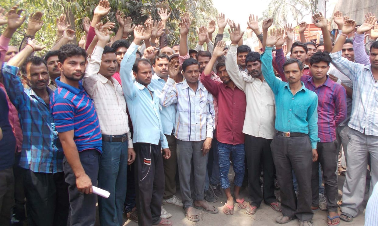 Krnapur sugar mill workers on strike