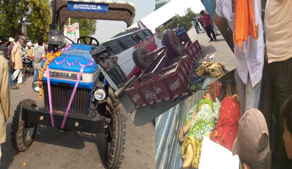 3 women dead 10 serious in road accident near kanpur