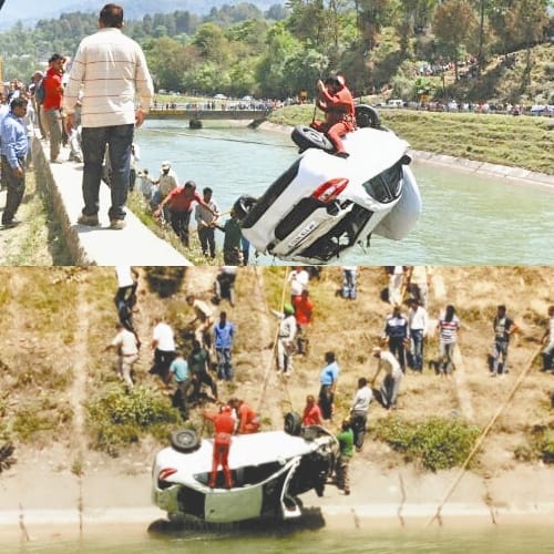 Four feared killed as car falls into a canal in Mandi Himachal Pradesh