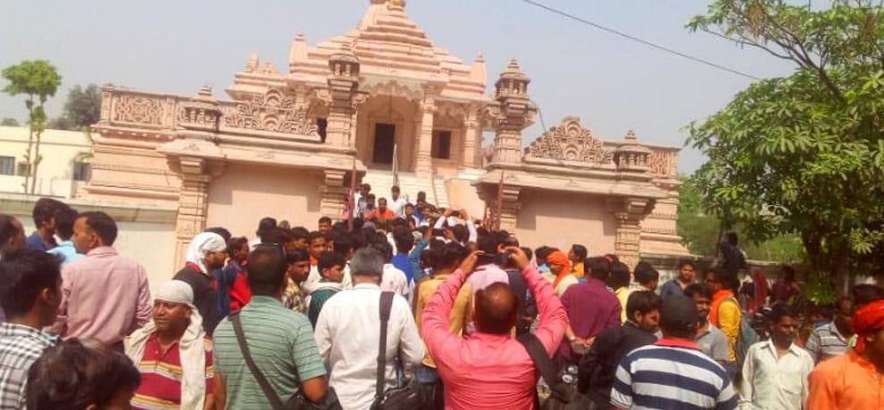 Calf head threw in shiv temple in uttar pradesh's allahabad 