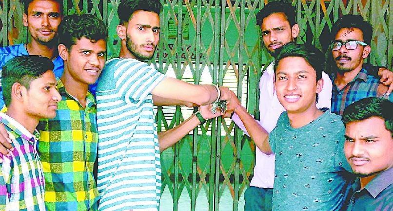 students locked college gate demanding yoga class