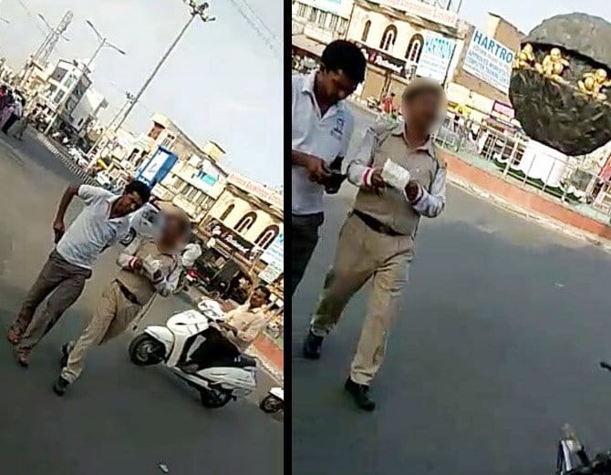 Traffic Police Man Taking Bribe and Hiding in Uniform, Photos Viral