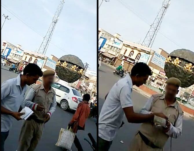 Traffic Police Man Taking Bribe and Hiding in Uniform, Photos Viral