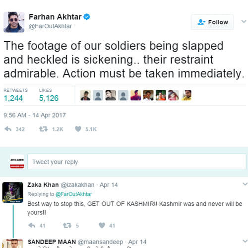 stars shows anger on tweeter after video got viral in which soldiers beaten by youths in kashmir