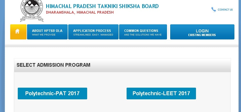 Apply for Himachal Pradesh Takniki Shiksha Board Dharamshala Polytechnic Admisssion (PAT-2017)