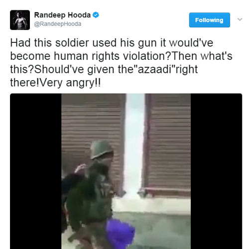 stars shows anger on tweeter after video got viral in which soldiers beaten by youths in kashmir