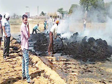 5 beegha wheat crop caught fire