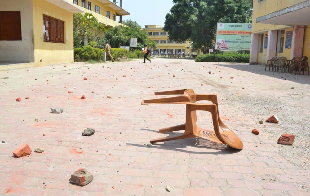 lathi charge on students in bms college
