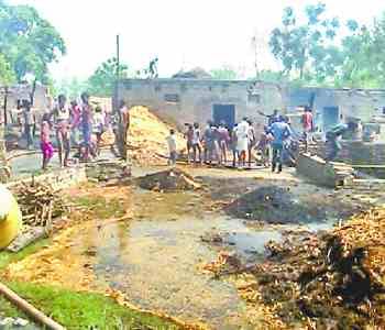 15 houses burnt to ashes, three cattle died in fire
