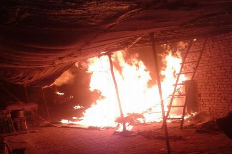 fire in cowshed one lekhs property brun