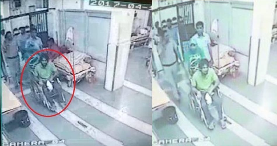 came to the hospital on a wheelchair and absconded in front of the police