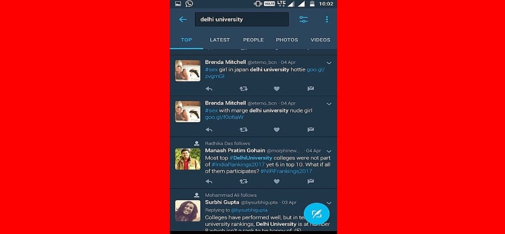 search DU on twitter and you will get porn website links