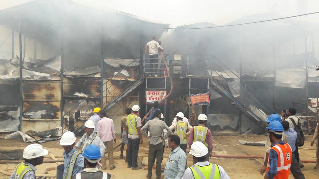 l and t godown caught fire in lucknow