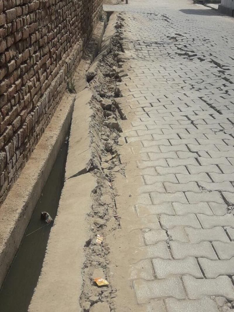 Road breaks in four months after construction