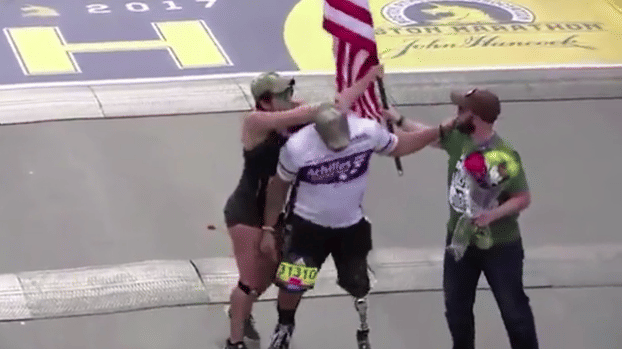 US infantryman who carries wife across finish line at Boston Marathon 