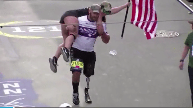 US infantryman who carries wife across finish line at Boston Marathon 