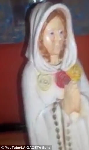 'witness a miracle after a statue of the Virgin Mary begins crying BLOOD' 
