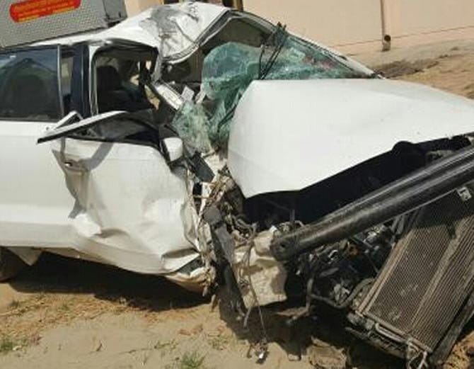 two death in road accident, three injured