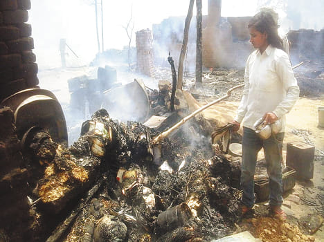Six houses burnt by spark, loss of millions