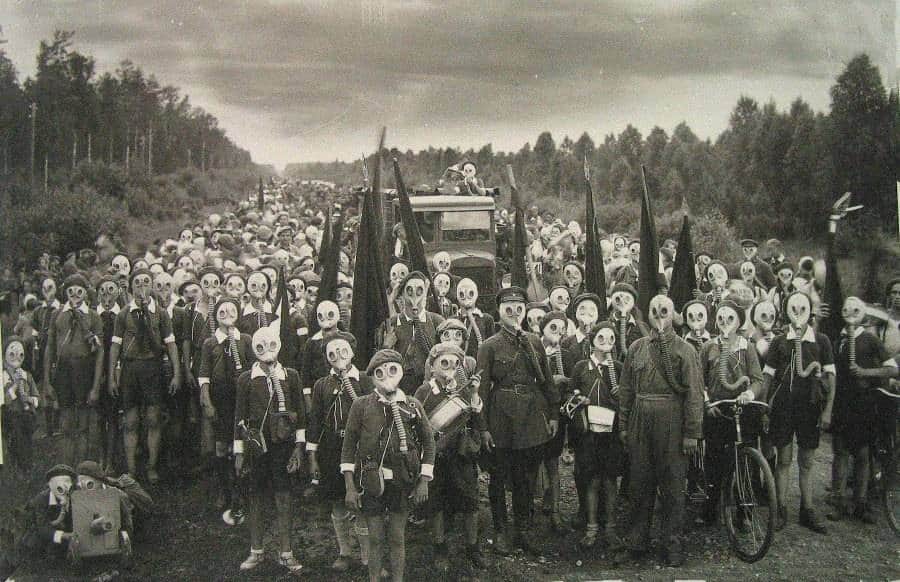 a town in japan where everyone wear gas masks everytime