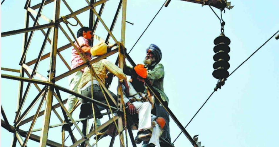 Man Climbed on 60 Feet Highvoltage Tower of Electricity for Land