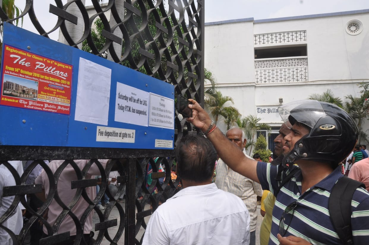 CBSE sticked notice to cancel the affliation on the gate of pillars school