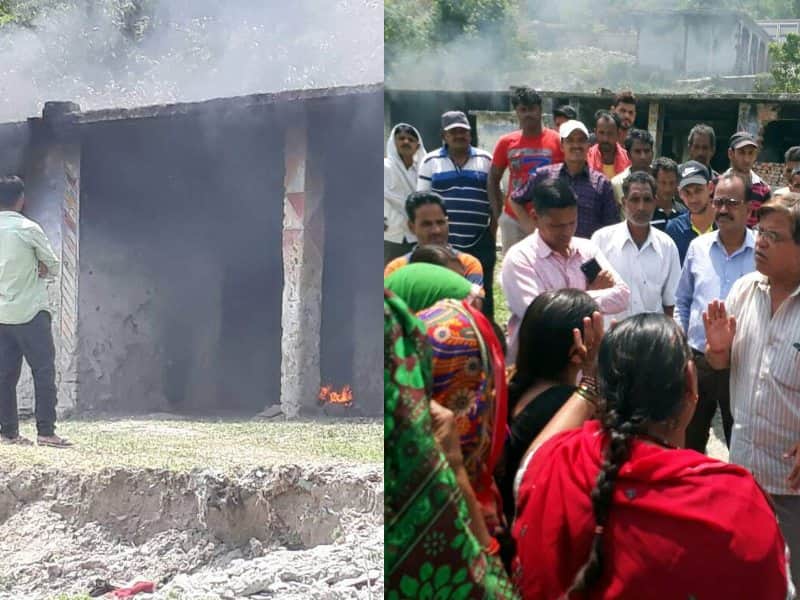 women burnt wine shop in uttarakhand