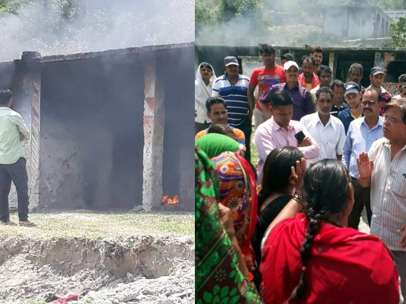women burnt wine shop in uttarakhand