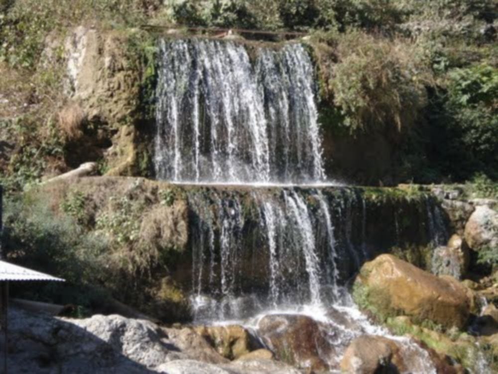 Water dripping from cave in Sahastradhara