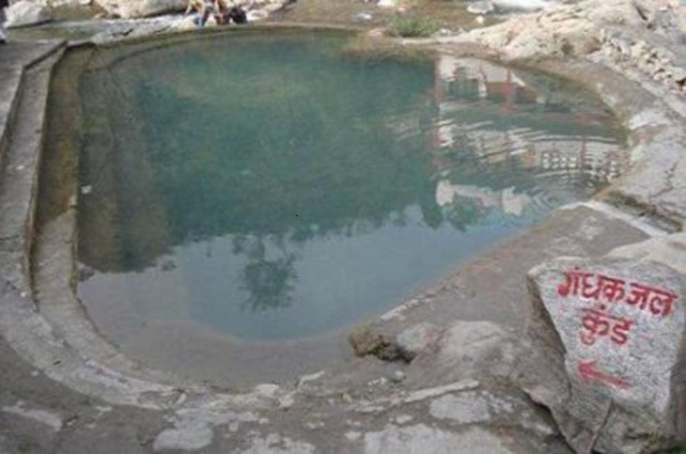 Water dripping from cave in Sahastradhara