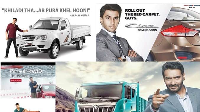 Auto companies promoting their product through bollywood celebrities 