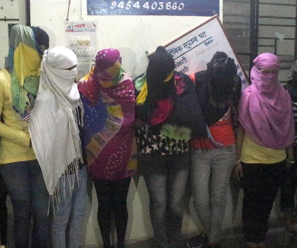 police raids in a massage parlour in Lucknow.