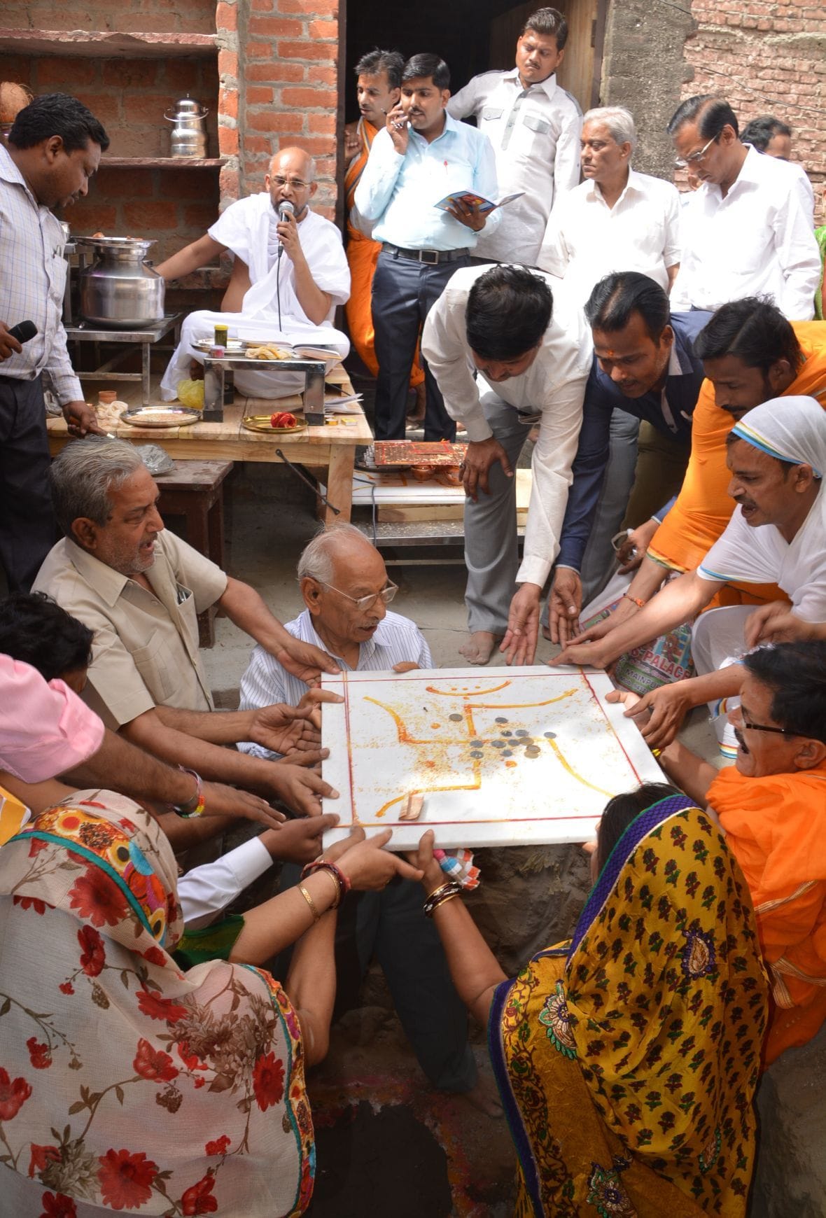 The foundation stone of the new altar was laid in the Jain temple