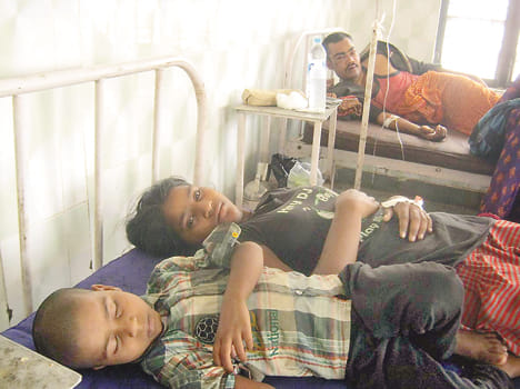 Diarrhea enhances, hospital reaching half a dozen of a family