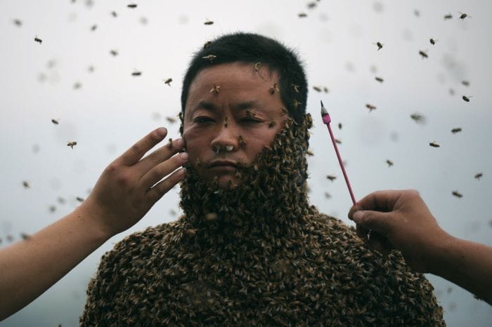 Beekeeper Covered His Entire Body With 460,000 Bees