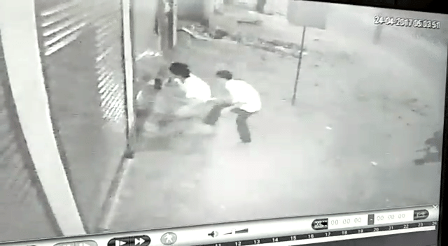 The CCTV footage shows of stolen in a offence in  mobile shop jaipur 