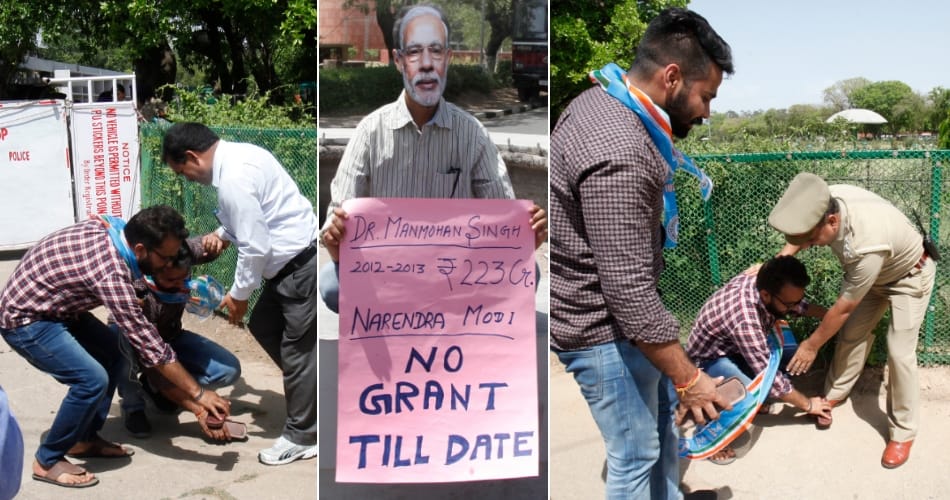 chandigarh punjab university fee hike protest, nsui, boot polish